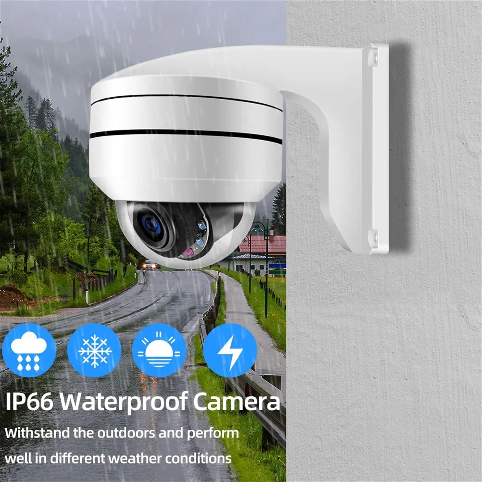 Telecamere di Sicurezza per Esterni, Visione nottu Telecamera IP Dome PTZ IP66 da Esterno con Zoom Ottico 5X, 5 MP, Poe, rilevamento del Movimento, Visione Notturna, Audio, Sicurezza CCTV P2P