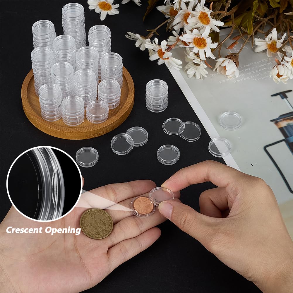 FINGERINSPIRE 160 Pcs Coin Capsules Holder for Collectors 16mm Plastic Coins Storage Box Clear Flat Round Coin Holder - Image 3
