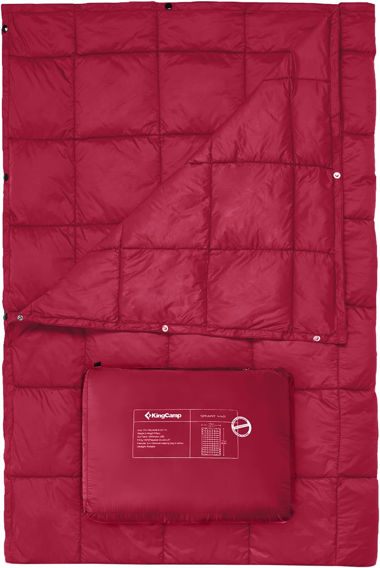 Ultralight Camping Blanket, Packable Down Alternative Puffy Wearable Blankets Weatherproof Warm Package Quilt with Snap Buttons for Outdoor Hiking Travel Picnic Stadium (78.7" L x 56.7" W)