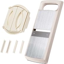 Mandoline Food Slicer for Kitchen, Potato, Tomato, Carrot, Onion, Vegetable and Fruit Cutter, with 4 Stainless Steel Blades and 1 Safety Guard, BPA-Free Plastic Body