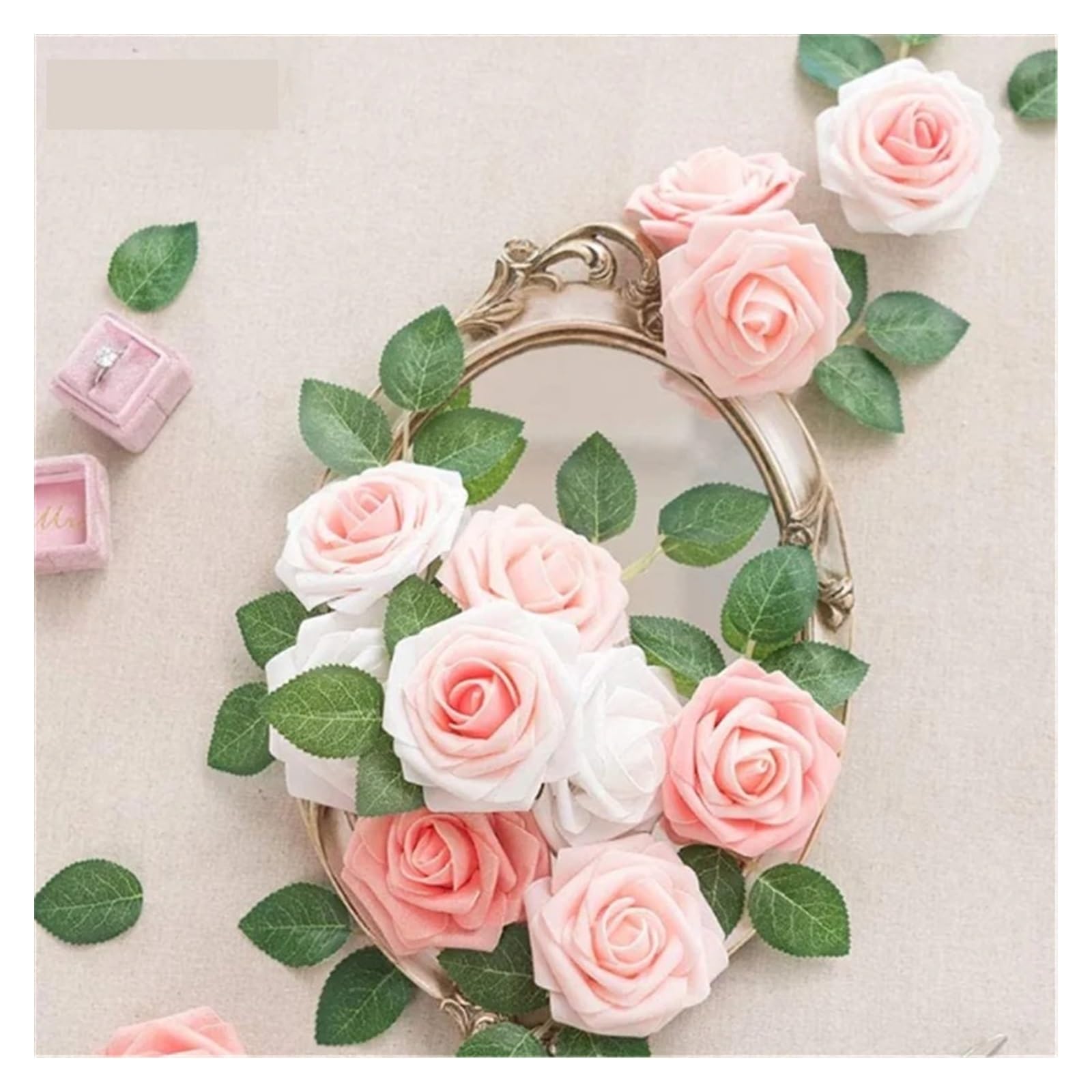 Sztuczne kwiaty 25 sztuk/pudło 7-8cm sztuczna pianka PE białe róże kwiaty bukiet panny młodej kwiat na wesele dekoracyjne Sztuczne kwiaty(Pink white)