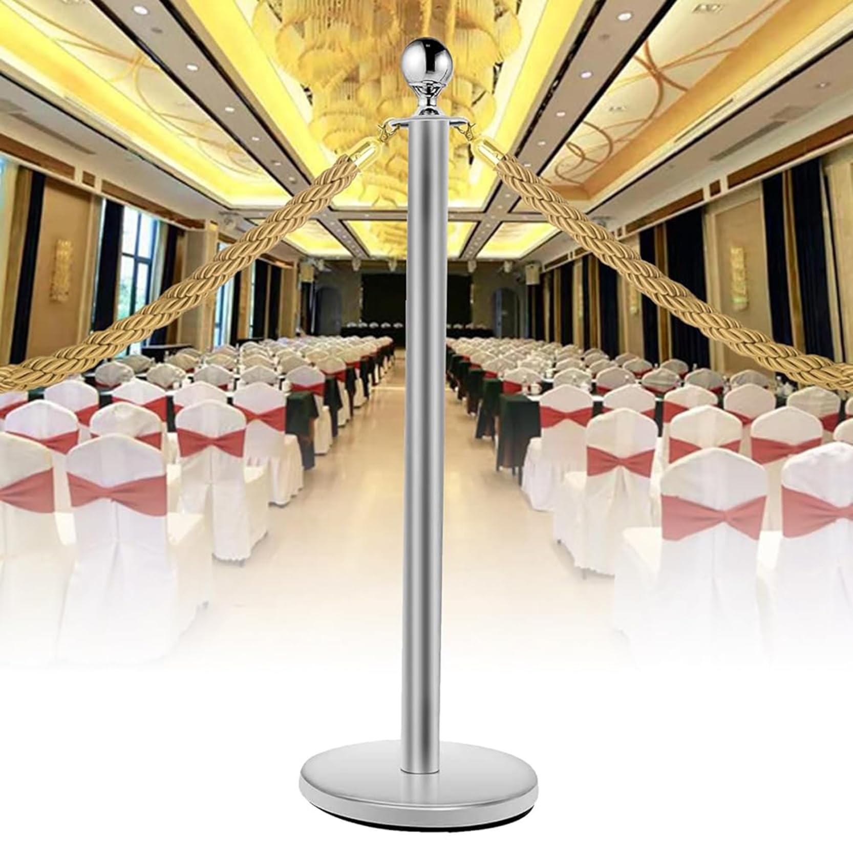 VIP Queue Ber Rope 2-pak 2,7 m Crowd Control Rope with d ap Hoo Ideal for Hotel, Engaments, bankiety i imprezy