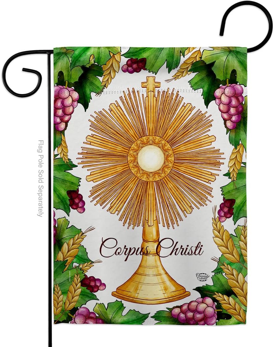 Festival Corpus Christi Garden Flag Religious First Communion Cross Chalice Holy Eucharist Christian Religion Tradition House Banner Small Yard Gift Double-Sided, Made in USA