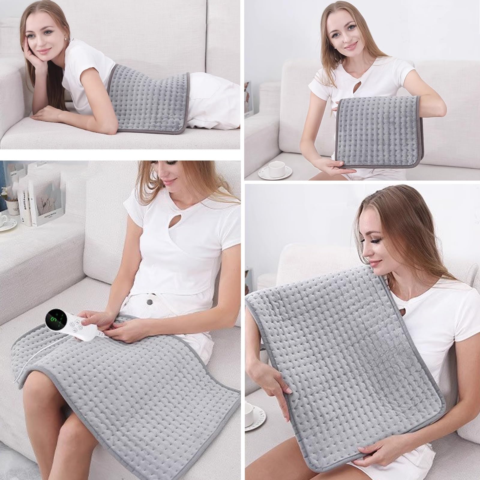 Almohadilla Térmica Portátil para Cuello, Hombros y Espalda, Manta Electrica para Invierno, 9 Niveles y 4 Tiempo, para Usar en Casa o en la Oficina(16.9x39.3in/50x100cm)