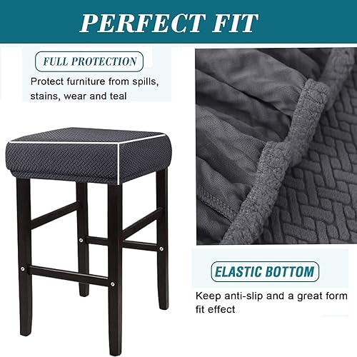 Miniatura 4 de HFCNMY Fundas de taburete rectangulares, paquete de 4 fundas elásticas rectangulares para taburetes de bar, fundas de taburete de tocador de