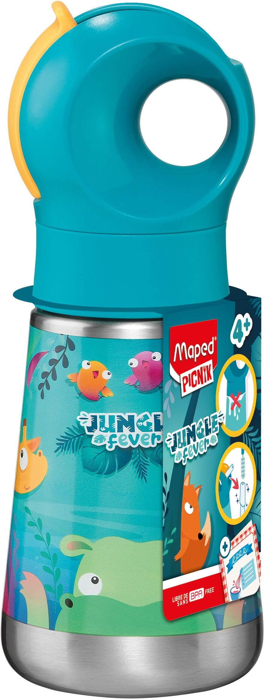 Maped PICNIK Jungle Fever Stainless Steel Water Bottle, 350 ml, Green