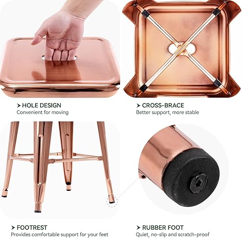 Miniatura 50 de Vogue Furniture Direct Taburetes de bar de metal de 24 pulgadas, taburetes de bar de altura de mostrador, taburetes apilables para interiores y