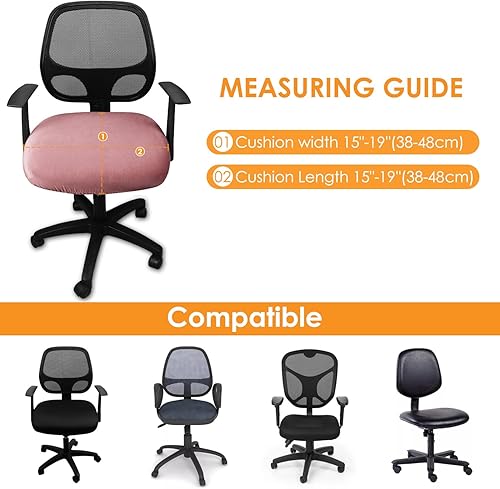 Miniatura 4 de Yikko Fundas elásticas de terciopelo de elastano para sillas giratorias de 14.96 a 20.47 pulgadas, protector para sillas giratorias de oficina,