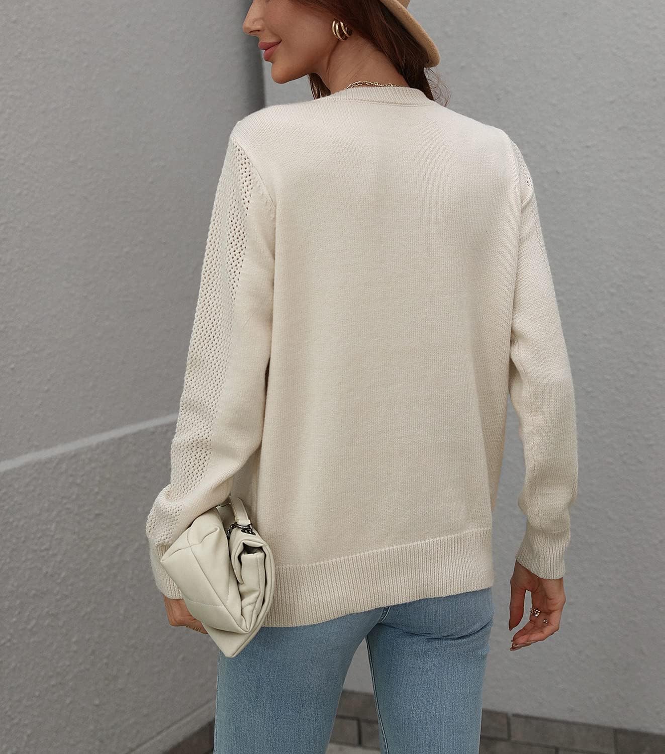 chouyatou Women's Casual Crewneck Fringe Tassel Knitted Pullover Sweater Jumper Tops - Image 5