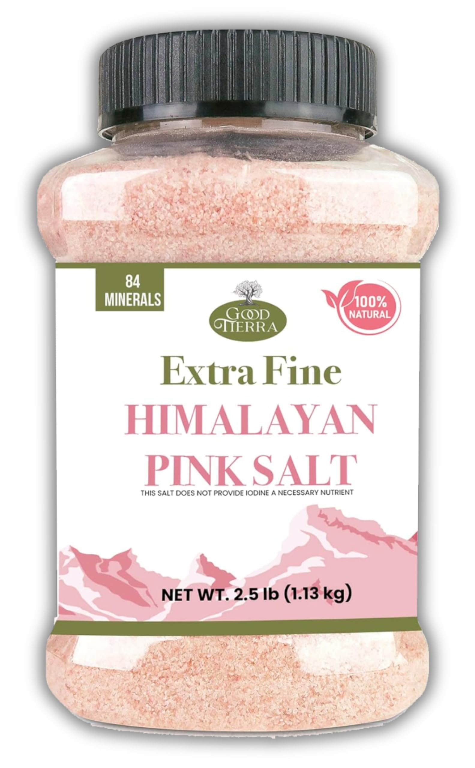 Good Tierra Himalayan Pink Salt in Jar - Extra-Fine Grain - 2.5 lb.