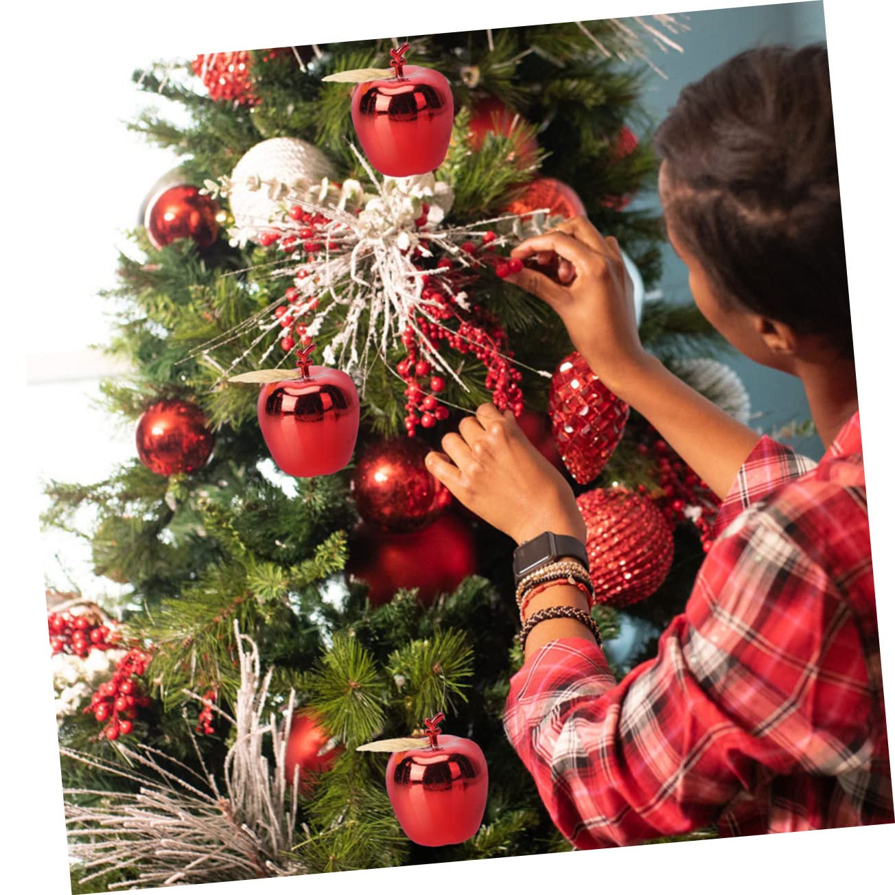 PRETYZOOM 90 STK Weihnachtsapfel-Anhänger Mini-Weihnachtsschmuck dekorative weihnachtskugeln Kinder weihnachtsdeko christbaumanhänger hochzeitsgeschenke Weihnachten hängende Requisite rot