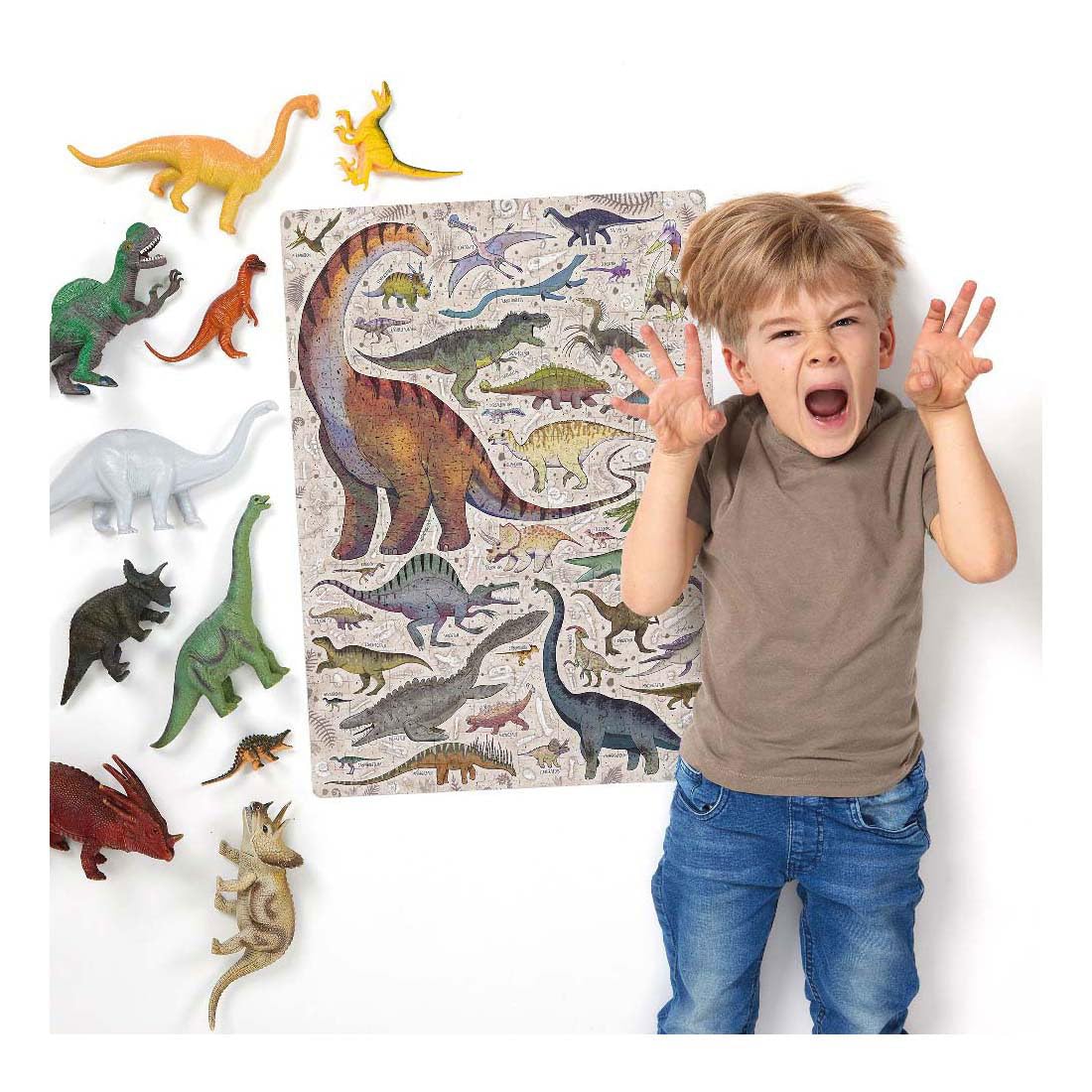 Puzzlove Dinosaurs 200 Teile Lernpuzzle für Kinder 7+, Bodenpuzzle Dinosaurier