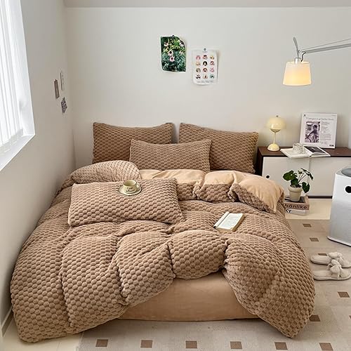 ZIQINPSQ Juego de funda de edredón de plumón de fibra texturizada, juego de funda de edredón de 3 piezas, juego de funda de edredón largo de plumón,