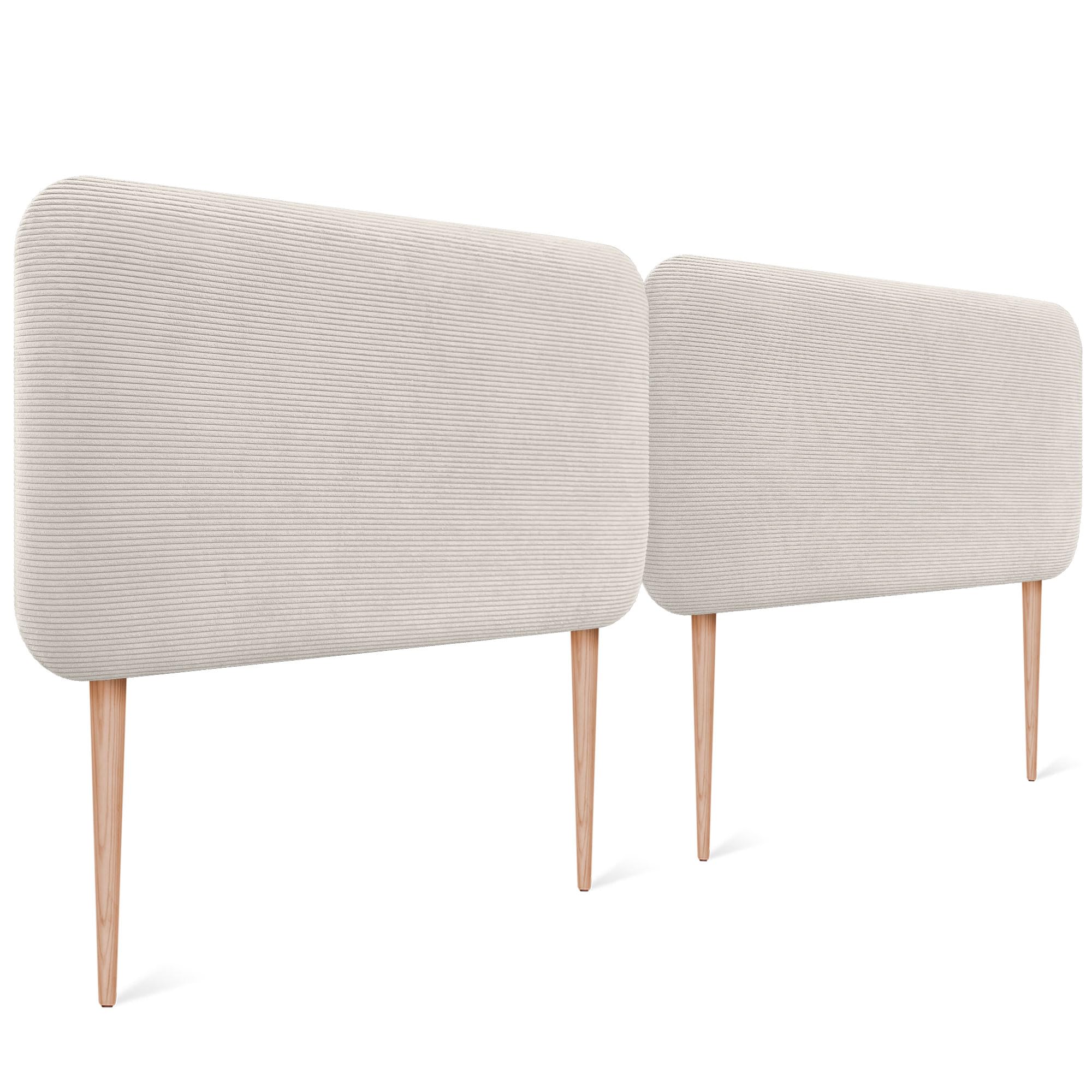 DHOME Gepolstertes Kopfteil Abgerundet Glatt Aus Premium-Cord Mit Beinen Für Wandmontage Akustische Schallabsorbierende Kopfteile Bett Schlafzimmer (Knochenweiß, 200cm Dual)