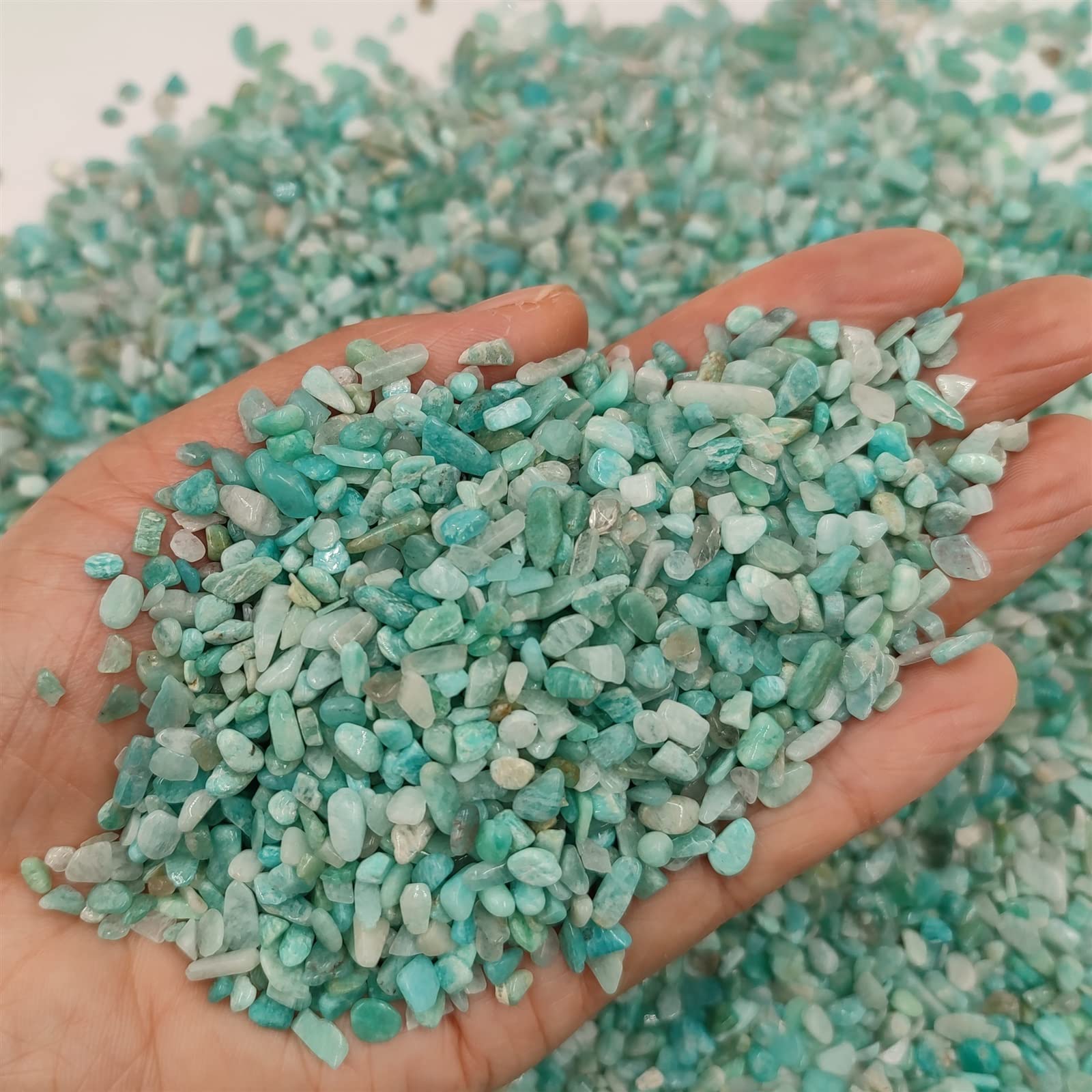 SPABOY Cristal Natural en Bruto 50 g/Paquete Mini amazonita Natural Piedra de Cristal de Cuarzo Chips Grava decoración de la habitación del hogar DIY Acuario jardín
