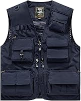 Men's Tactical Fishing Vest - Lightweight Breathable Mesh Utility Jacket with Multi-Pockets for Safari Hiking Photography