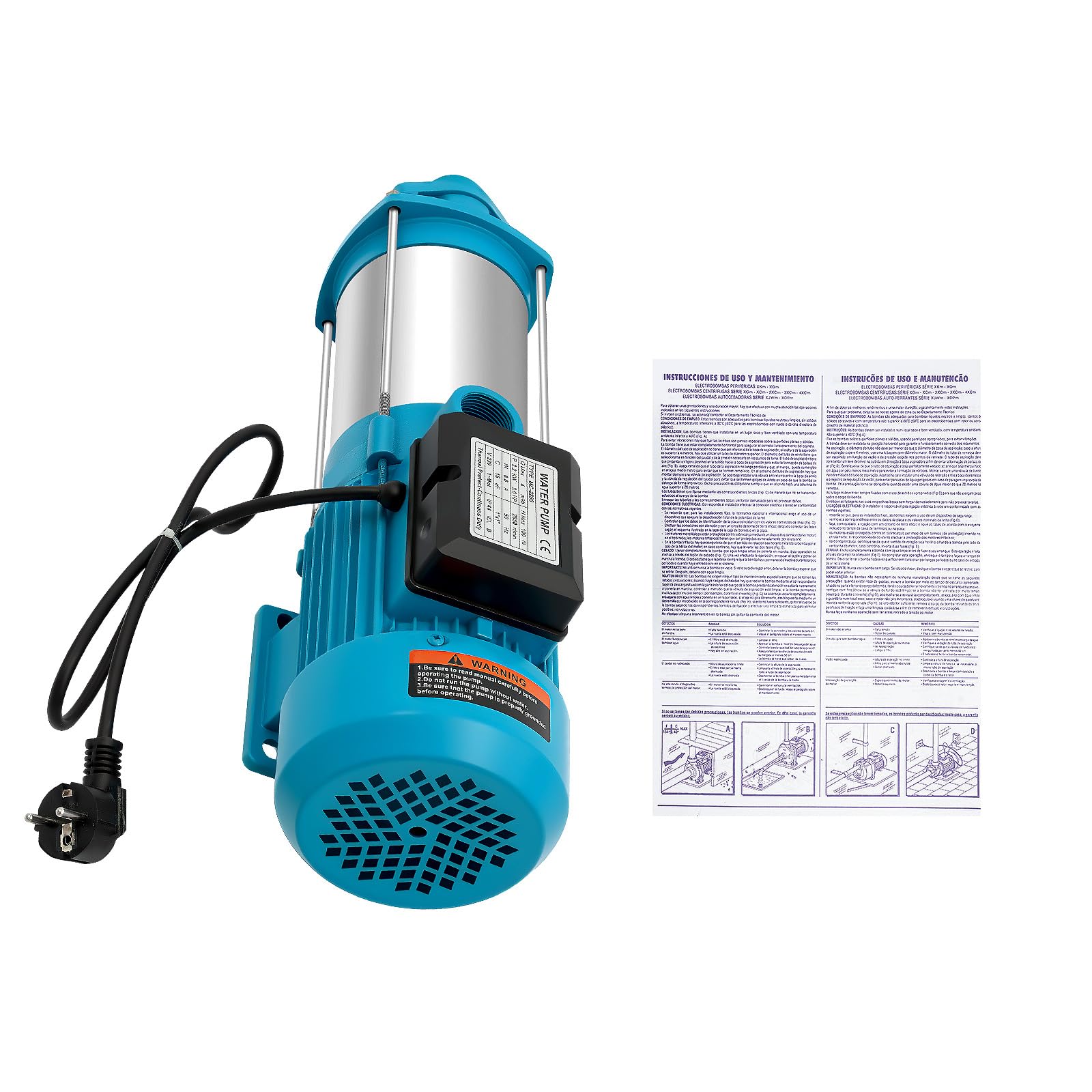 10 Bar Kreiselpumpe Selbstansaugend 2200W 2850U/min Gartenpumpe | 4000 L/H, Hauswasserpumpe Garten Wasserpumpe Gartenpumpe 100m IP44 Schutzart, für Haus Garten Bauernhöfen