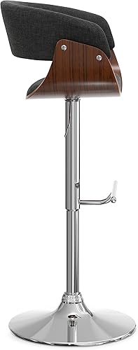 Miniatura 118 de SIMPLIHOME Lowell Taburete de bar giratorio ajustable, silla tapizada de metal de 33 pulgadas de altura del asiento en tela de aspecto de lino gris