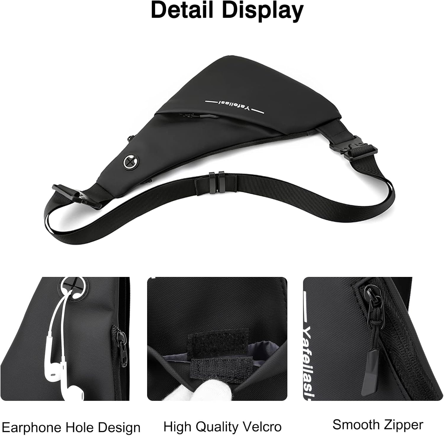 FANDARE Ultra-light Sling Chest Bag One Shoulder Bag Double-sided Crossbody Backpack Men with Earphone Hole for Outdoor Travel Work Hiking Running Indoor Activities Daypacks Gray - Image 6