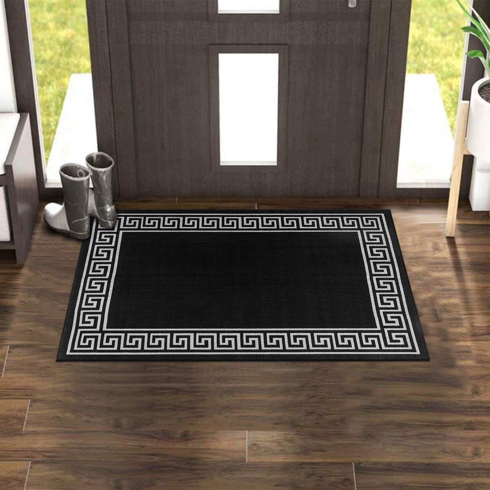 renoazul® Carpet Runners for Hallways Non-Slip Long & Wide Heavy-Duty Plain | 80 x 300 cm Super Absorbent Indoor Stair Carpet and Kitchen Anti-slip Floor Mats - Greeky Rug - Grey & Black — view 101