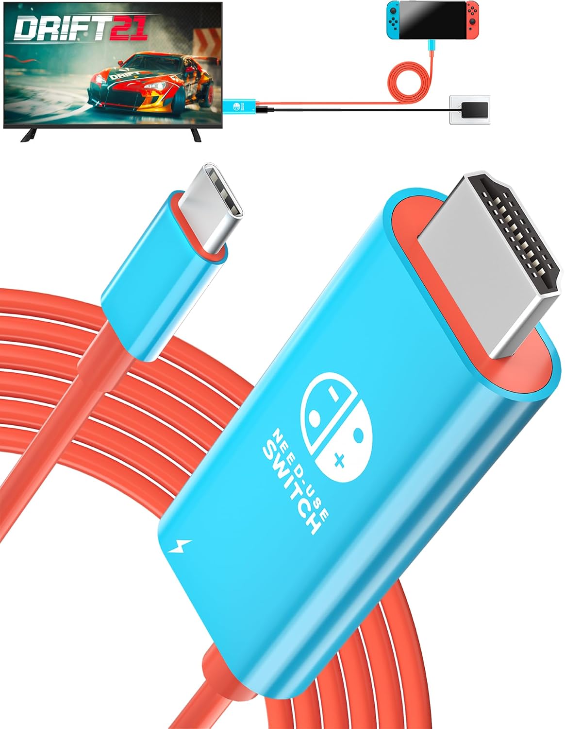 Switch Docking Station, Portable TV Dock Adapter for Switch/OLED/Steam Deck, Support Switch TV Mode with PD Charge