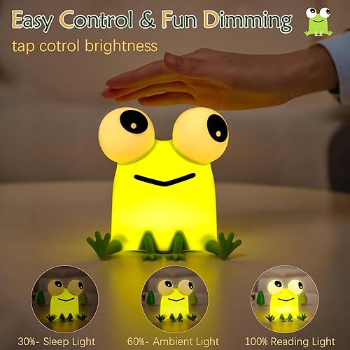 Miniatura 3 de Linda luz nocturna de rana, lámpara de ranas de ojos grandes y blando para niños, regalos de moda, juguetes de moda, luz nocturna LED de silicona