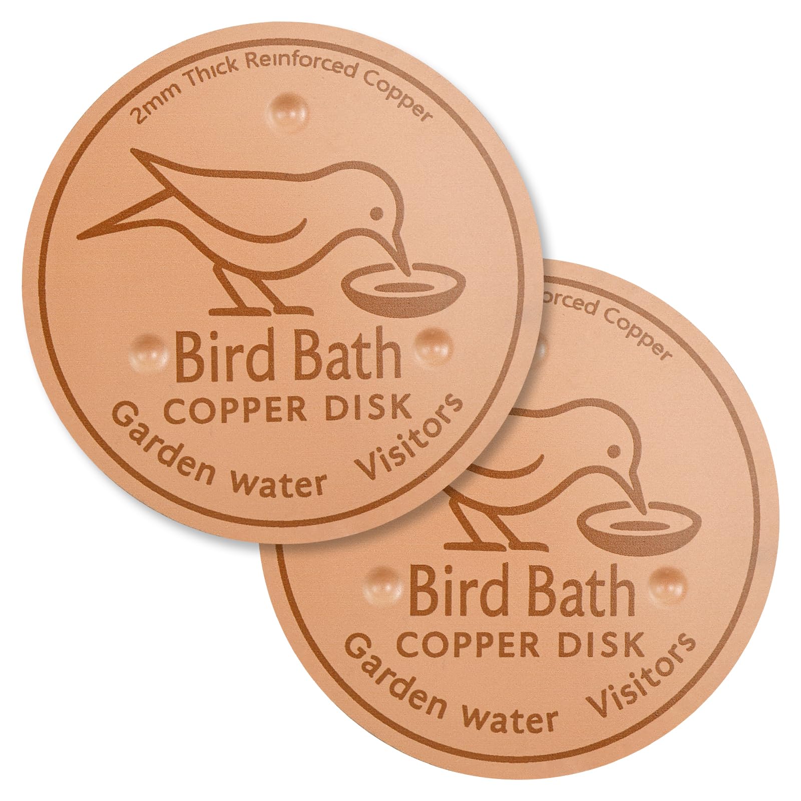 2Pcs Bird Bath Copper Disc, 99.99% Pure Copper Bird Bath Purification Disk 0.8mm Thick with Stable 3-Point Support BirdBath Cleaning Disc for Outdoor Birdbaths & Fountains All-Season Cleaning(Style1)