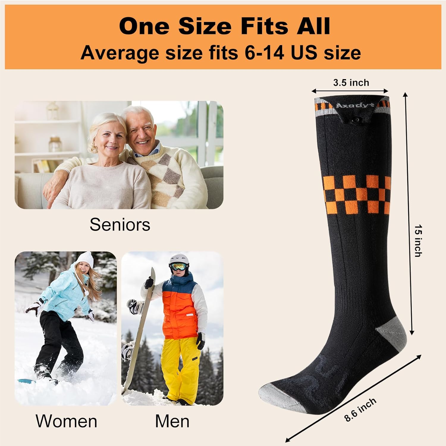 Heated Socks with App Control for Men Women, 8500mAh*2 Battery Rechargeable, Electric Socks with 4 Heating Levels for Winter Warm, Skiing, Hunting, Camping, Hiking, Cycling, Outdoor - Image 7