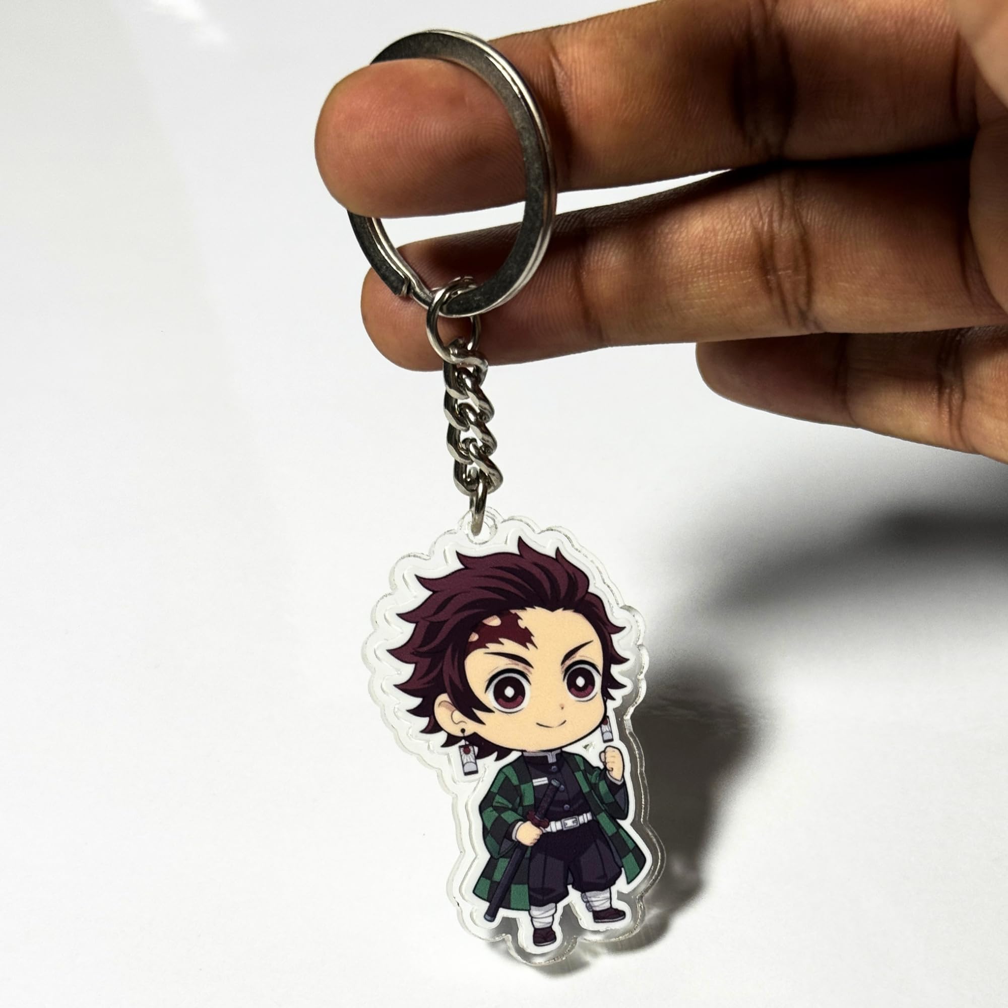 Tanjiro Chibi Acrylic Anime Keychain | Compatible with Demon Slayer | Character Keyring for Car Bike Keys | Cute Bag Charm | Gift for Boys, Girls, Fans-image-4