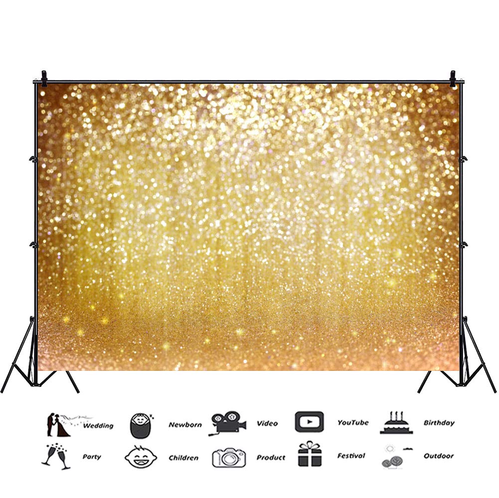 YongFoto 3x2,5m Vinyle Toile de Fond Doré de Bokeh Paillettes Lumière Rougeoyante - Studio Photo Anniversaire Mariage Fête Photobooth Photographie Accessoires