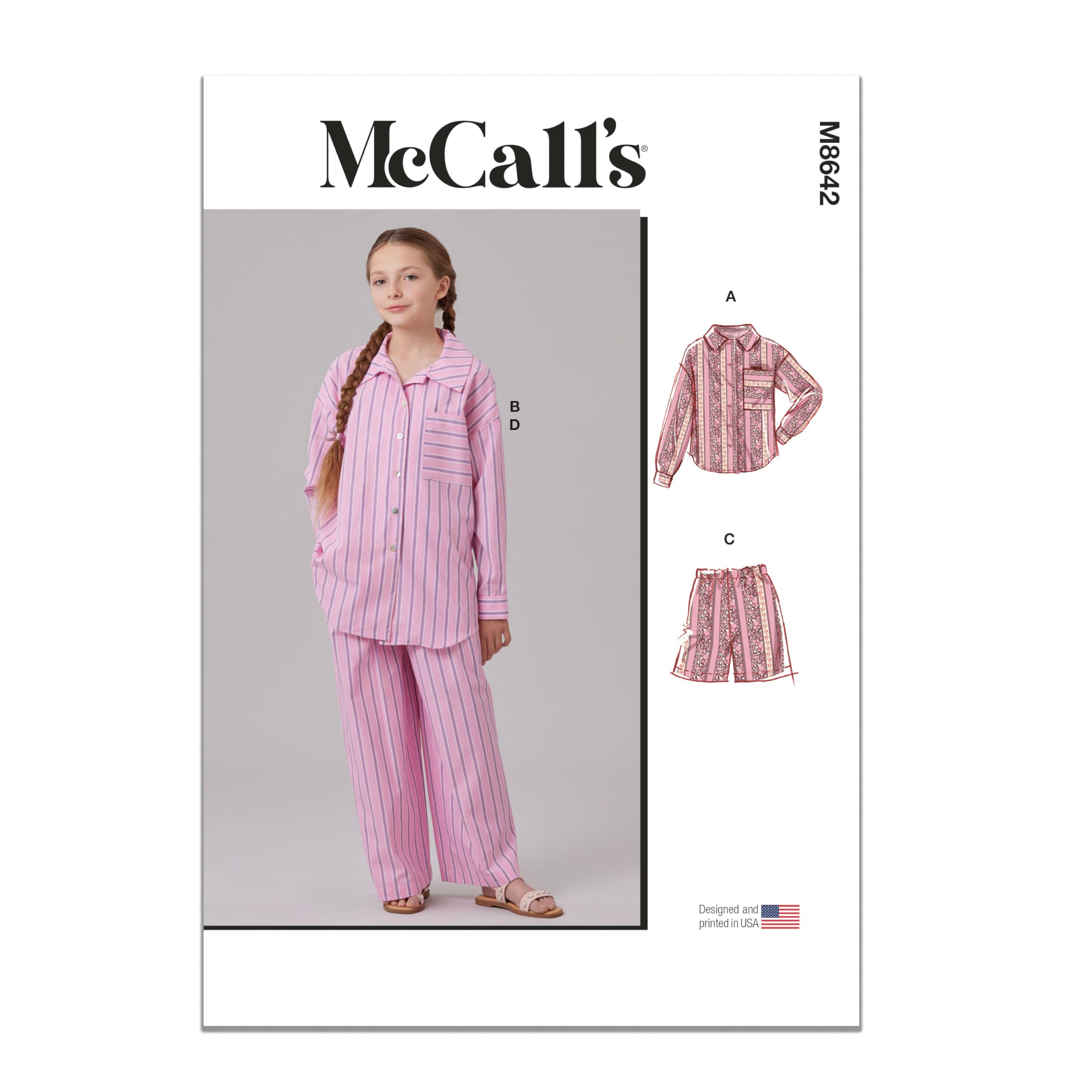 Patron de couture chemise fille ajustable McCall's M8642 pour garde-robe complète