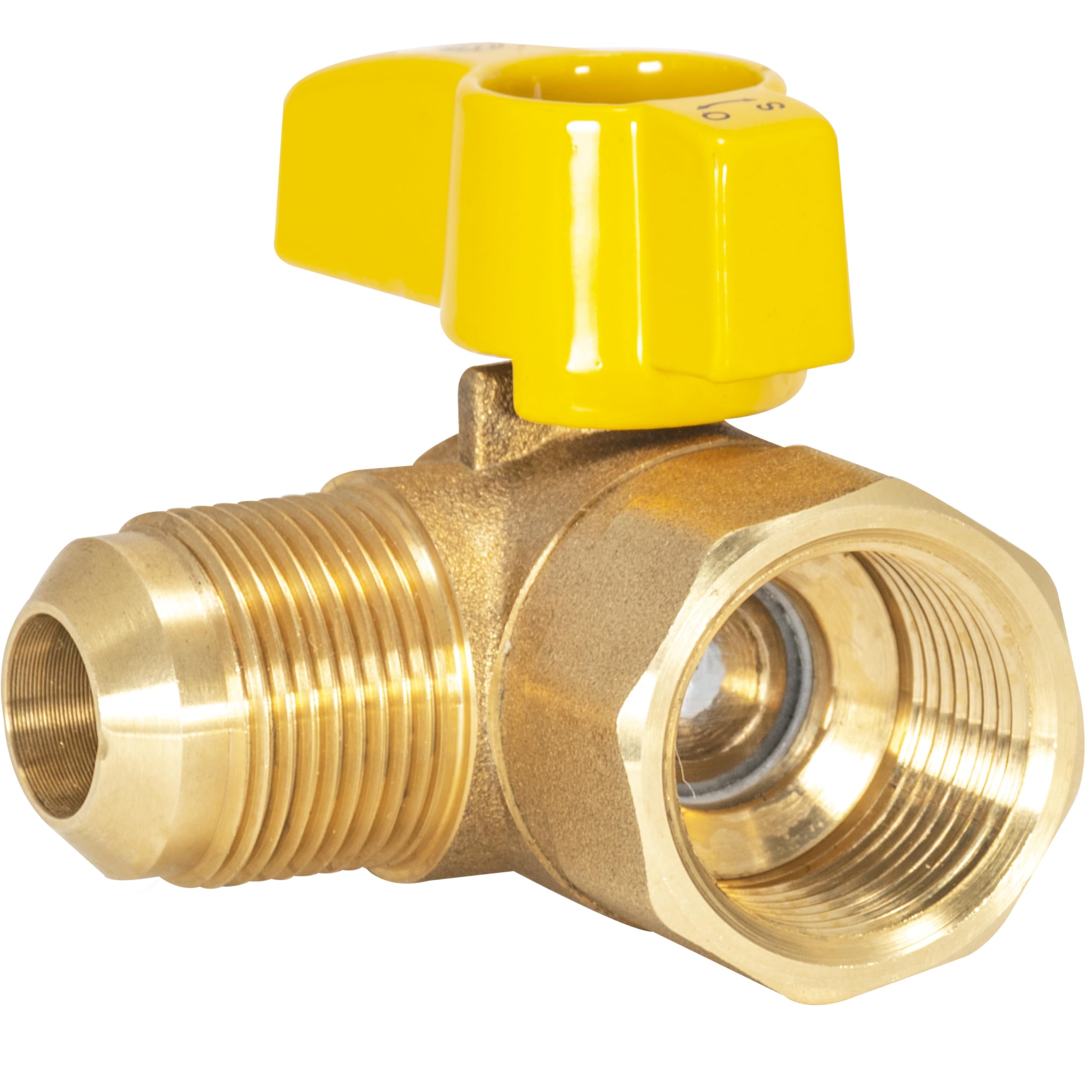3/4 Inch FIP x 5/8 Inch OD Angle Gas Ball Valve with 1/4-Turn Handle, Brass Plumbing Fitting, 60029