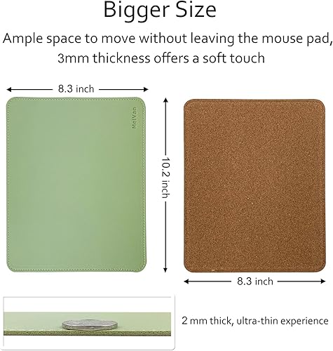 Miniatura 10 de MelVan Alfombrilla de mouse de piel sintética con borde cosido, alfombrilla de mouse de madera, alfombrilla de mouse impermeable para computadoras,