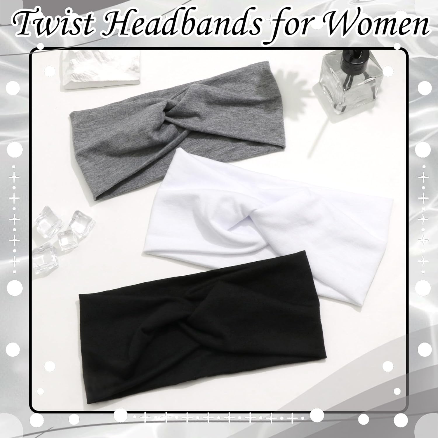 3 Pack Boho Headbands for Women Short Twist Turban Headbands Elastic Non Slip Hair Bands Womens Workout Hair Wraps Accessories - Image 2