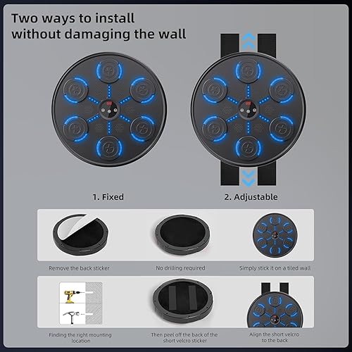 Miniatura 7 de Máquina de boxeo musical de segunda generación con guantes de boxeo, máquina de boxeo música montada en la pared, entrenador de boxeo musical