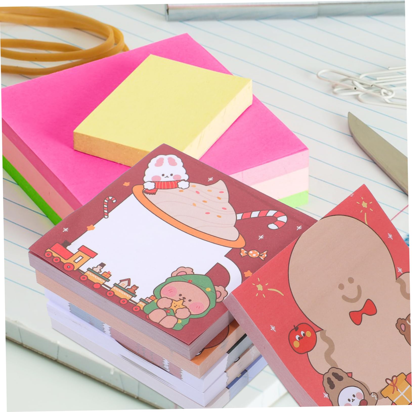3 Sets Festliches Weihnachts-kawaii-briefpapier Selbstklebende Memo-notizen Glattes Schreiben Für Das Bürostudium 12 Stück * 3