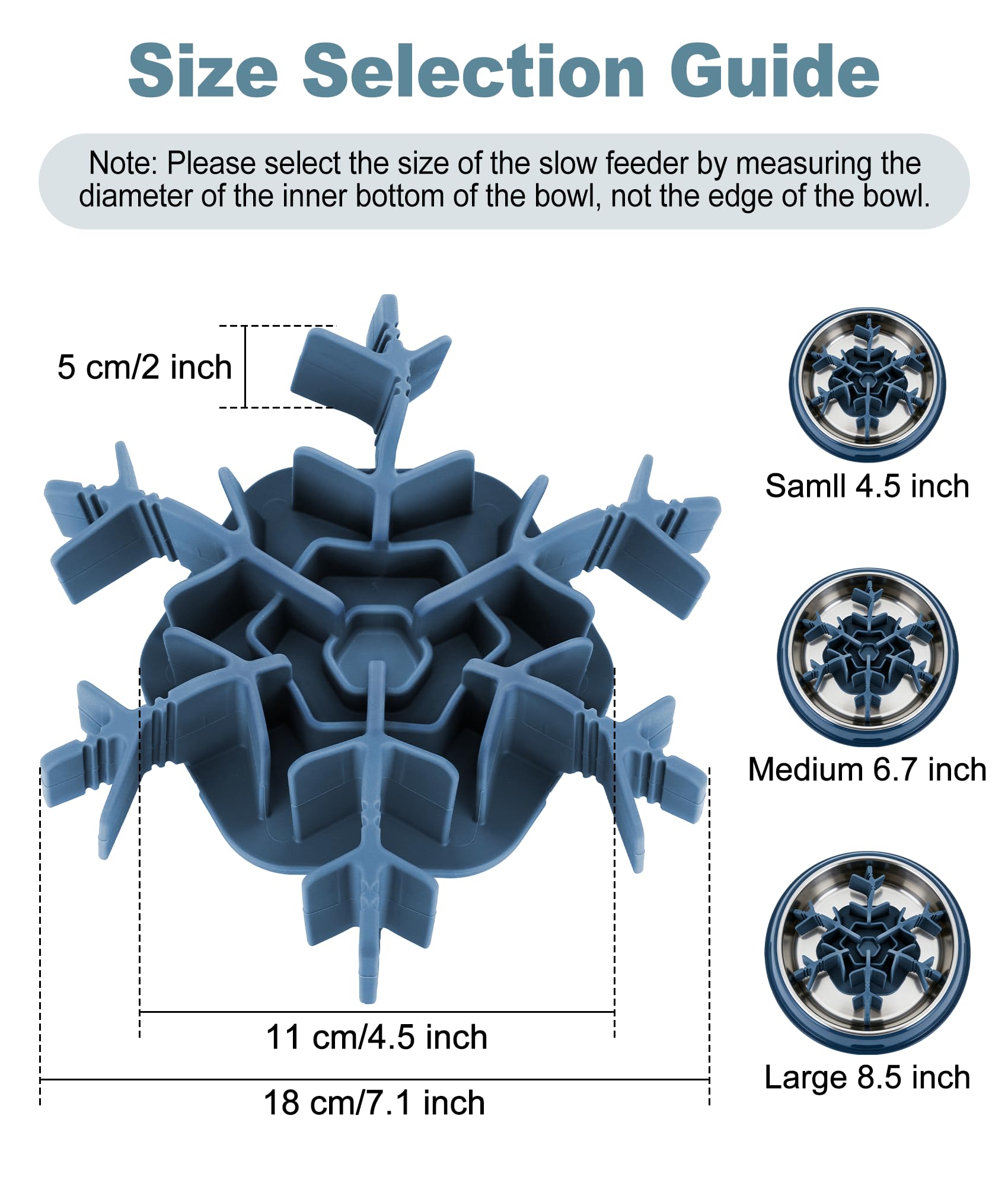 Slow Feeder Insert for Dog Bowl, Mabnuby 100% Food-Grade Silicone Slow Feeder Insert Fits Large Medium Small Size Dogs, Compatible with Regular & Elevated Bowls, Helps Prevent Digestive Issues, Blue - image 6