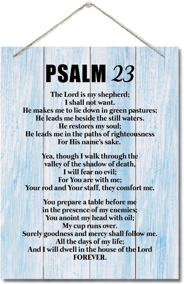 Inspirational Wood Art Signs, Psalms 23- The Lord is My Shepherd, Bible Verse Print, Hanging Printed Wall Plaque Wood Signs, Scripture for The Home or Office Decor, Christian Wall Decor 10 X 7.8 inch