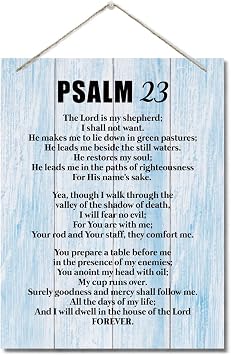 Inspirational Wood Art Signs, Psalms 23- The Lord is My Shepherd, Bible Verse Print, Hanging Printed Wall Plaque Wood Signs, Scripture for The Home or Office Decor, Christian Wall Decor 10 X 7.8 inch