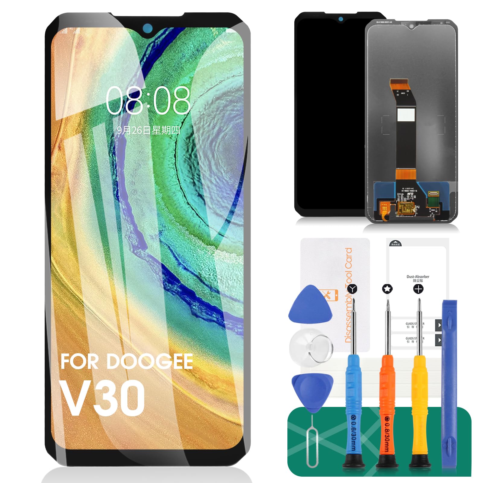 Display LCD Touchscreen Per Doogee V30 6.58" Nero – Ricambio Con Kit Attrezzi