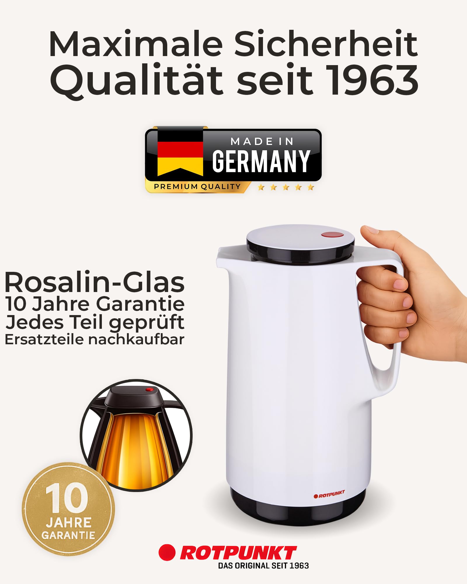 ROTPUNKT Thermoskan, 1,0 liter, hoogwaardige koffiepot, theepot, glazen inzetstuk, duurzaam, langdurige smaak, 24 uur warm, 36 uur koud (300 arctic white, 1,0 l ROTPUNKT Thermoskan, 1,0 liter, hoogwaardige koffiepot, theepot, glazen inzetstuk, duurzaam, langdurige smaak, 24 uur warm, 36 uur koud (300 arctic white, 1,0 l