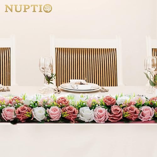 Miniatura 3 de NUPTIO Centros de mesa florales de boda para mesas, 10 arreglos florales de primavera de 19.6 pulgadas de largo, elegante arreglo de flores falsas