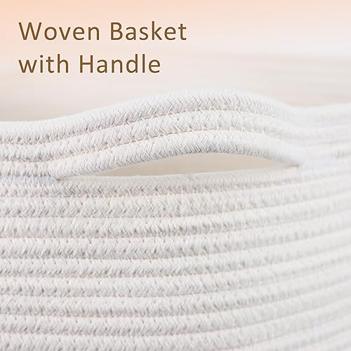 Miniatura 4 de Cesta grande de cuerda de algodón, cesta de almacenamiento de manta de 23.6 x 23.6 x 14.1 pulgadas para almohadas en la sala de estar, cesta tejida