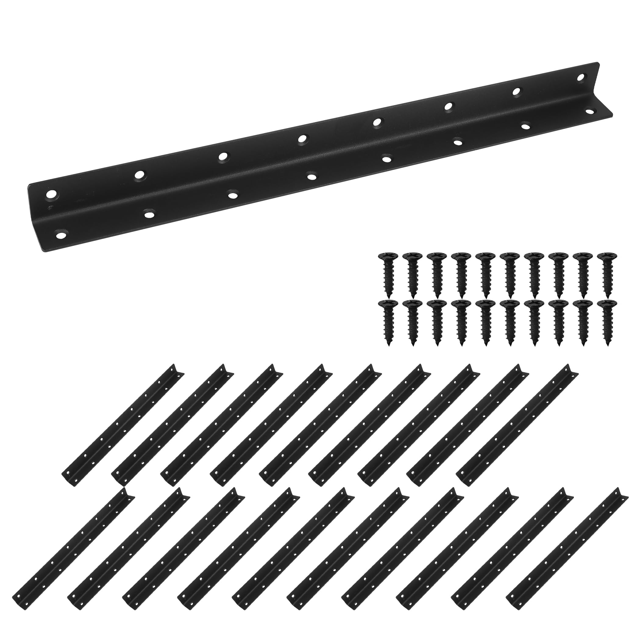 Soporte en L, soporte de esquina resistente, paquete de 20 soportes de metal de 14.8 pulgadas para estantes, soportes de metal negro para madera, 375 mm de longitud total