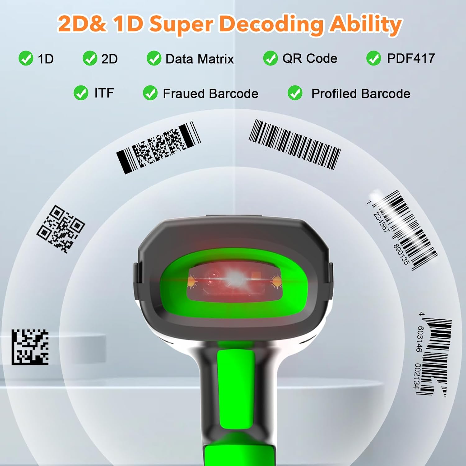 Symcode Barcode Scanner decoding various 1D and 2D barcodes