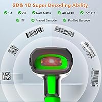 Vista 2 de Symcode Escáner de código de barras de pantalla 2D inalámbrico con soporte de carga, 2 en 1 inalámbrico 433 MHz y Bluetooth 2600 mAh 1D 2D escáner