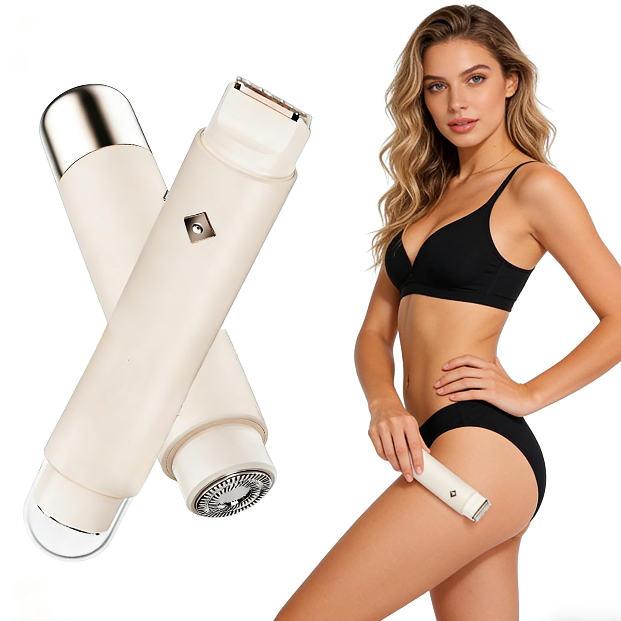 2-in-1 Elektrorasierer für Damen, Bikini-Trimmer und Körperrasierer mit 3D-Keramikklingen, Nass- und Trockenrasur, kabellos, wiederaufladbar (USB-C) für Beine, Achseln, Gesicht und Reisen