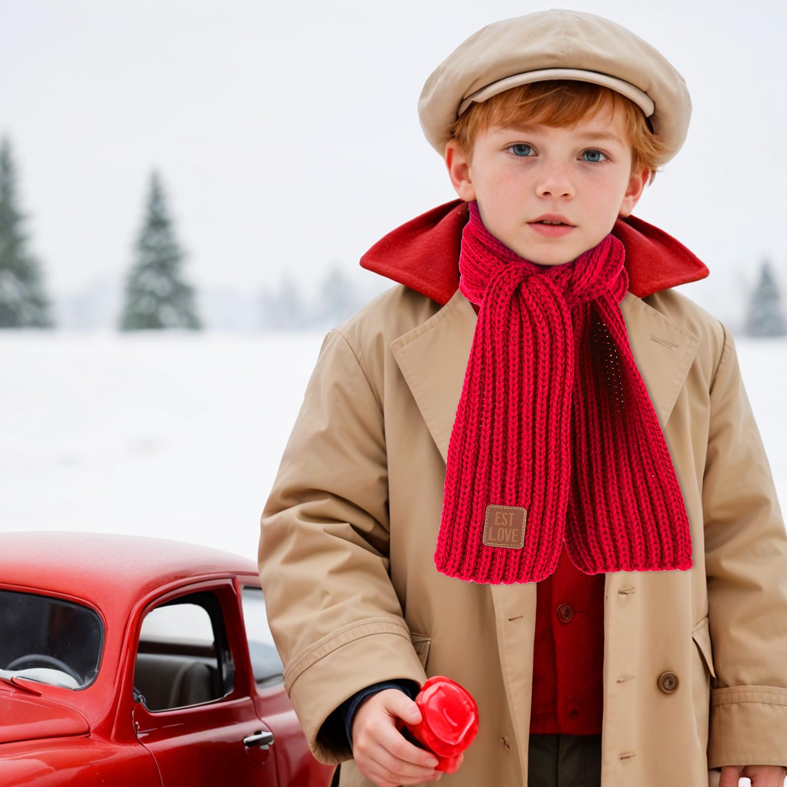 Abeillo Warm Kids Winter Knit Scarves Soft Knitted Neck Warmer Scarf Warm Scarves Wrap for Boys Girls