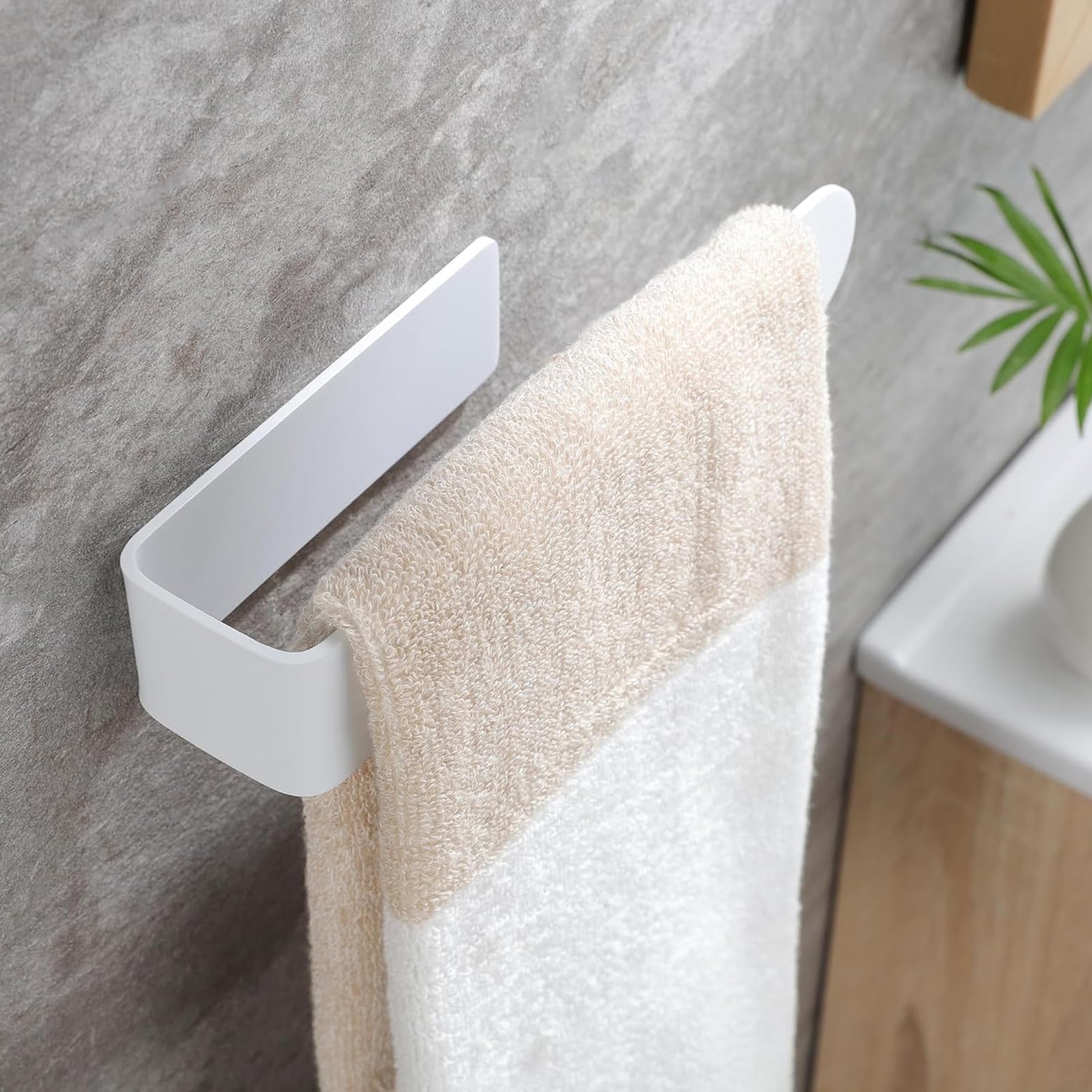 2 Portasciugamani Autoadesivi Acrilici A Forma Di U – Bianco, Senza Fori, Per Bagno E Cucina, 20x4,5x4,5 Cm