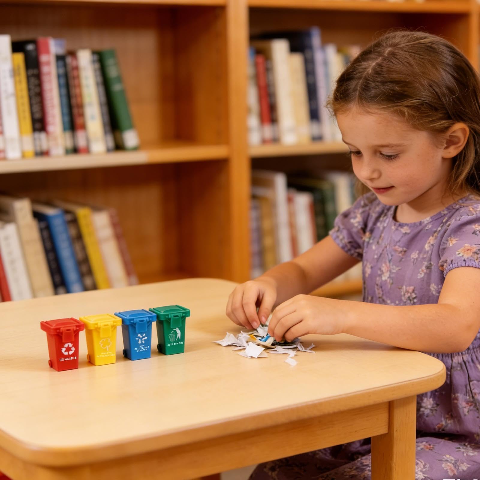 Genérico De Reciclaje Mini - 4 Piezas Mini Contenedor de Basura y Reciclaje para Escritorio | Cubo de Basura en Miniatura de - para Hogar Estudio Oficina Escuela Aula Jardín de Infancia Guardería